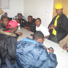 Somali Bantu youth gathering in room